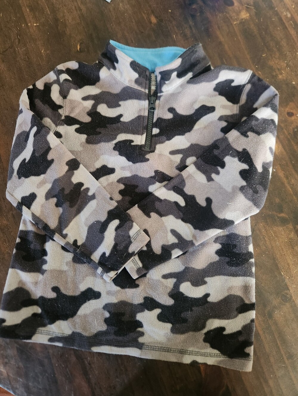 Kids Gray Camo Half-Zip Fleece Sweater